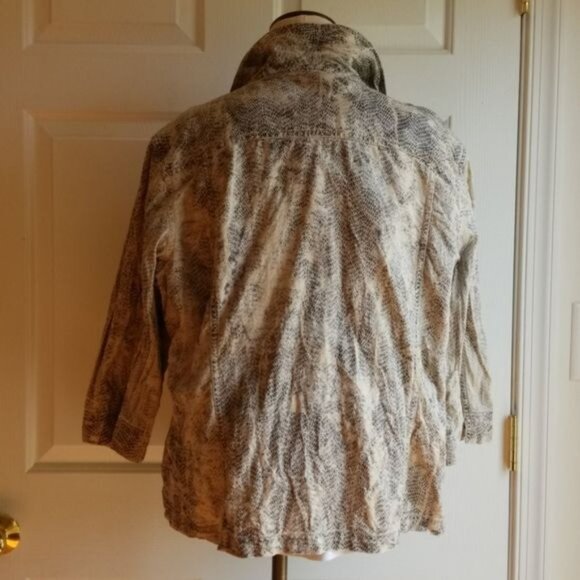 Chico's Linen Jacket Coat Blazer Snakeskin WOMAN'S Women's Size 3 Extra LARGE 16 - Picture 3 of 8